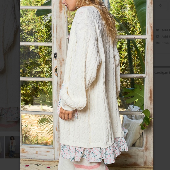 Pol “ Brea ” POL Long Sleeve Chenille Cardigan with Floral Print Contrast - Picture 4 of 7